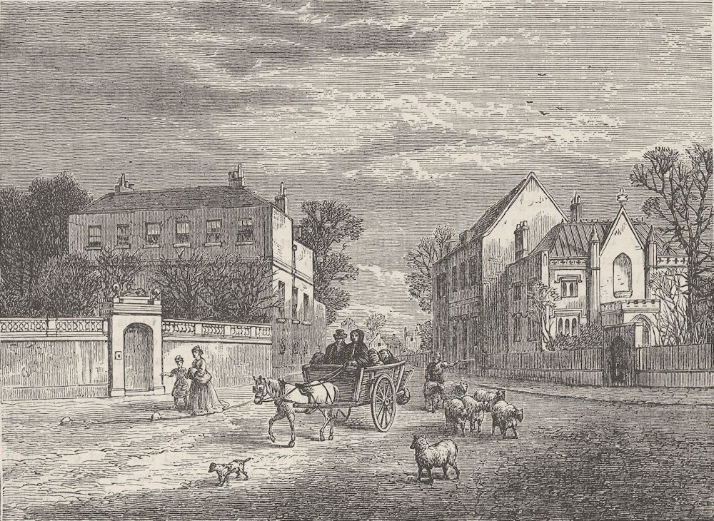 FULHAM. Holcrofts and the priory, Fulham. London c1880 old antique print